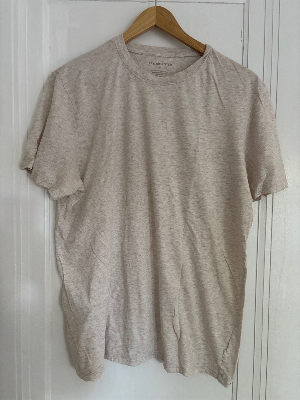 Taylor Stitch Short Sleeve Crew in Heathered Cream